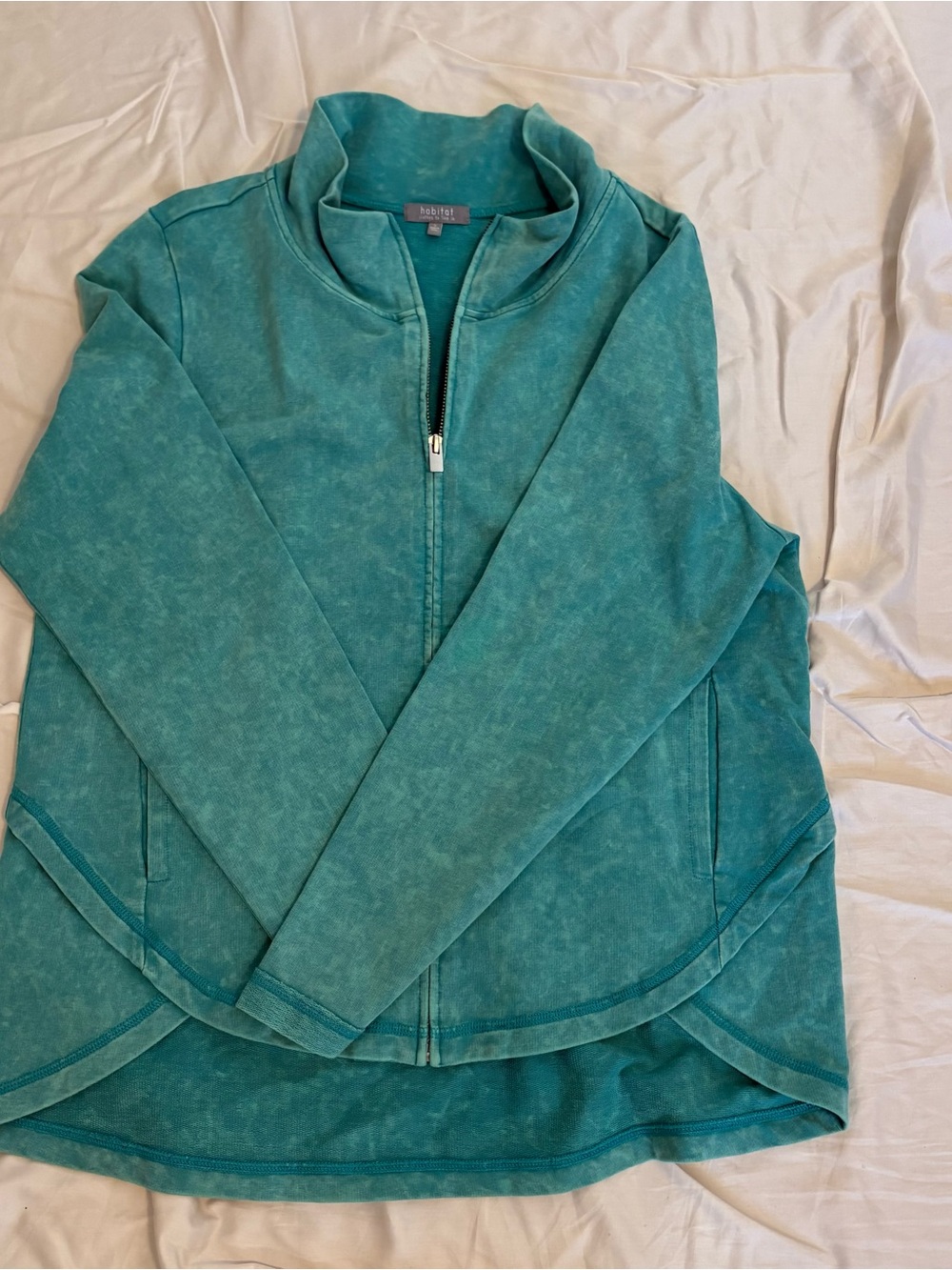 Habitat Women's Teal Full Zip Mid-Length Jacket Pockets Relaxed Fit S